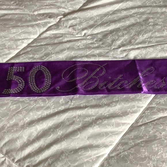 Party satin purple party banner cross shoulder with bling 50 years 💕💕💕 - Picture 6 of 12